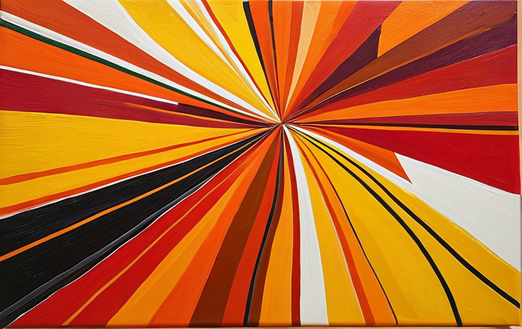 **
A vibrant abstract painting with warm colors (reds, oranges, yellows) dominating the canvas. Bold brushstrokes and dynamic shapes convey energy and vitality. Consider a style inspired by Brazilian modernism or a contemporary Portuguese artist.
**