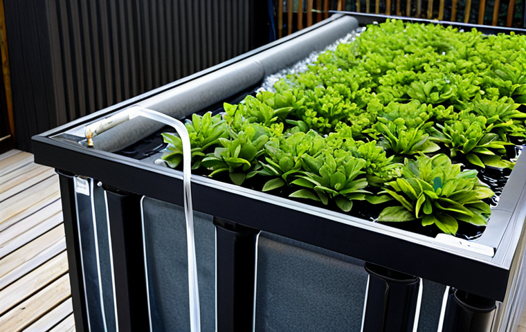 리빙월 설치 후 소음 문제 해결하기 - Silent Vertical Garden - Pump Focus**
A close-up shot of a modern vertical garden system, focusing ...