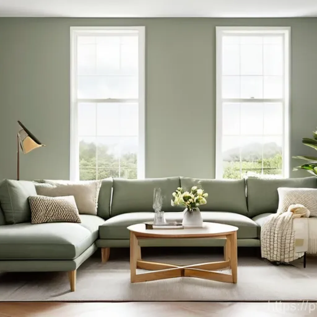 리빙월을 위한 벽면 페인팅 팁 - A contemporary and inviting living room featuring a statement geometric accent wall. The wall is pai...