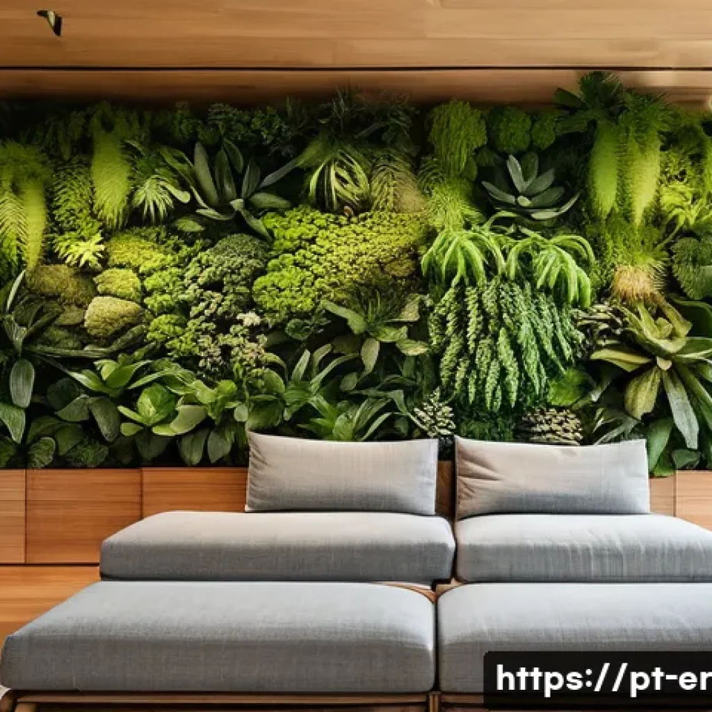 리빙월을 위한 적합한 재료 선택하기 - A modern indoor living wall installation in a bright Brazilian apartment, featuring a lush combinati...