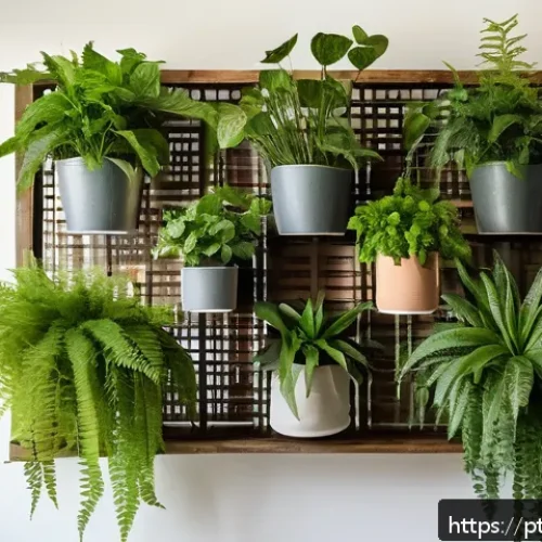 Home 32 DIY 리빙월 만드는 방법 - A cozy indoor vertical garden in a modern Brazilian apartment living room, featuring a variety of pl...