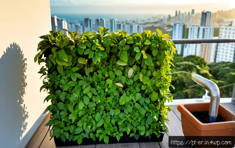 Home 17 리빙월을 위한 예산 관리 방법 - Photorealistic apartment balcony in Brazil with a compact lush living wall made of affordable recycl...
